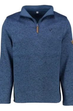 OS TRACHTEN Fleece-Troyer marine meliert