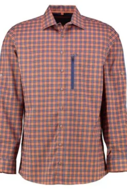 OS TRACHTEN Funktions Hemd orange kariert Regular Fit Langarm Stretch