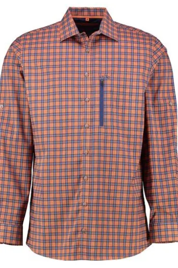 OS TRACHTEN Funktions Hemd orange kariert Regular Fit Langarm Stretch