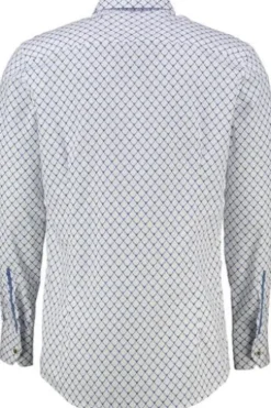 OS TRACHTEN Hemd blau gemustert Slim Fit Langarm Haifischkragen