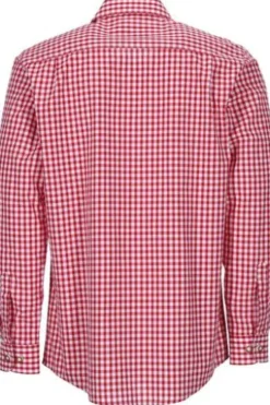OS TRACHTEN Hemd blau kariert Regular Fit Langarm mit Krempelarm