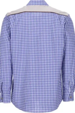OS TRACHTEN Hemd blau kariert Regular Fit Langarm mit Stickerei