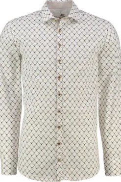 OS TRACHTEN Hemd braun gemustert Slim Fit Langarm Haifischkragen