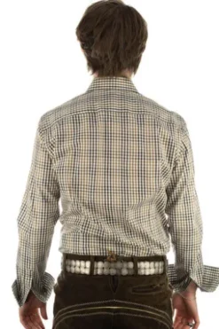 OS TRACHTEN Hemd braun kariert Slim Fit Langarm Haifischkragen