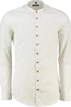 OS TRACHTEN Hemd dunkelgrün gemustert Slim Fit Langarm