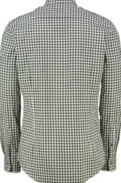 OS TRACHTEN Hemd grün kariert Slim Fit Langarm Stehkragen