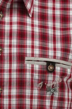 OS TRACHTEN Hemd hochrot kariert Regular Fit Kurzarm