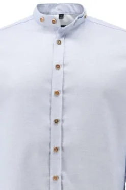 OS TRACHTEN Hemd mittelblau gemustert Slim Fit Langarm