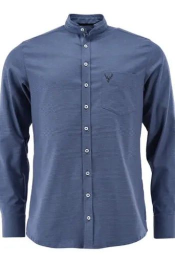 OS TRACHTEN Hemd mittelblau gemustert Slim Fit Langarm