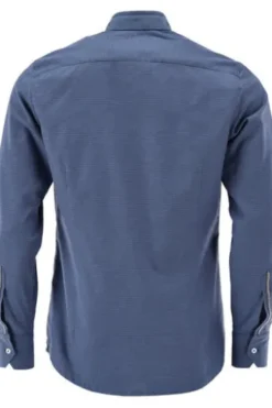 OS TRACHTEN Hemd mittelblau gemustert Slim Fit Langarm