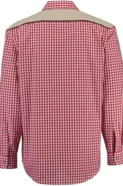 OS TRACHTEN Hemd rot kariert Regular Fit Langarm mit Stickerei