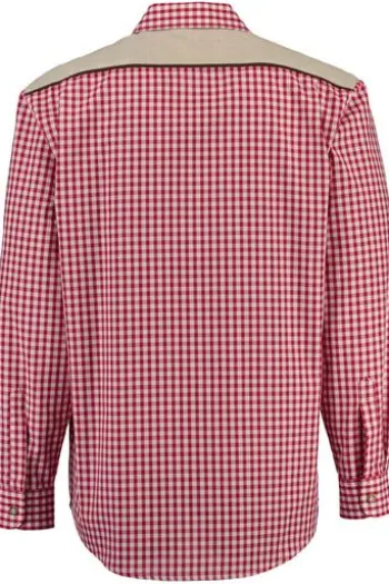OS TRACHTEN Hemd rot kariert Regular Fit Langarm mit Stickerei