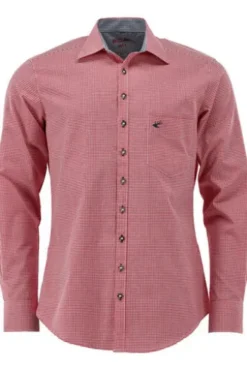 OS TRACHTEN Hemd rot kariert Slim Fit Langarm