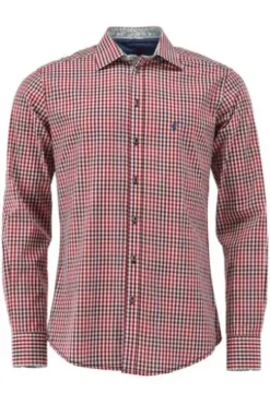 OS TRACHTEN Hemd rot kariert Slim Fit Langarm