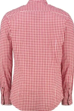 OS TRACHTEN Hemd rot kariert Slim Fit Langarm Stehkragen