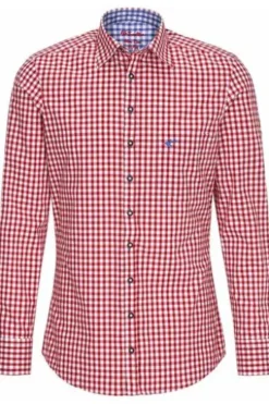 OS TRACHTEN Hemd rot kariert Slim Fit Langarm
