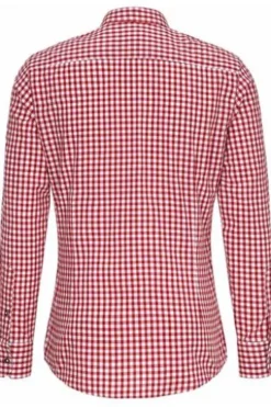 OS TRACHTEN Hemd rot kariert Slim Fit Langarm