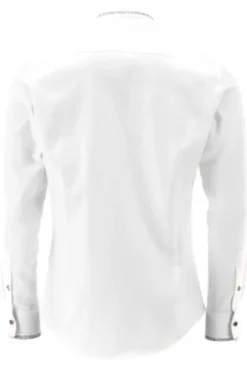OS TRACHTEN Hemd weiß/blau Slim Fit Langarm