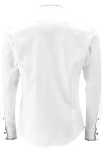 OS TRACHTEN Hemd weiß/blau Slim Fit Langarm