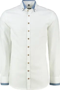 OS TRACHTEN Hemd weiss/blau Slim Fit