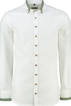 OS TRACHTEN Hemd weiss/grün Slim Fit