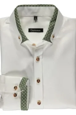 OS TRACHTEN Hemd weiss/grün Slim Fit