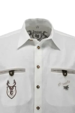 OS TRACHTEN Hemd weiss Regular Fit Kurzarm