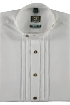 OS TRACHTEN Hemd weiss Regular Fit Langarm mit Bliesen