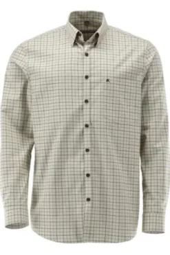 OS TRACHTEN Jagd Karo Hemd Beige kariert Regular Fit Langarm