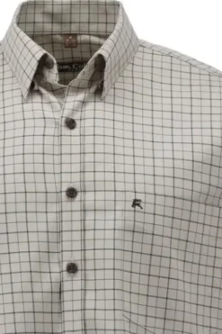 OS TRACHTEN Jagd Karo Hemd Beige kariert Regular Fit Langarm