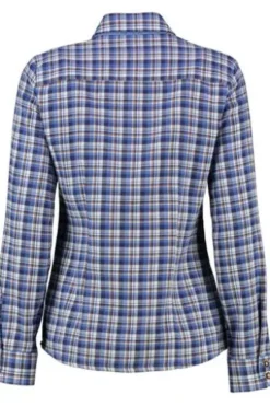 OS TRACHTEN Karo-Flanell-Bluse blau kariert