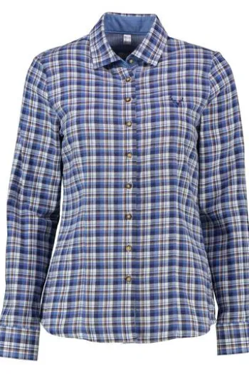 OS TRACHTEN Karo-Flanell-Bluse blau kariert