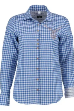 OS-TRACHTEN Vichy Karo-Bluse blau