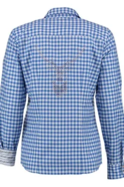 OS-TRACHTEN Vichy Karo-Bluse blau