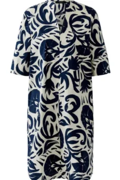 OUI Kleid white blue gemustert
