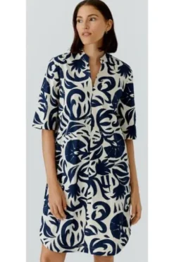 OUI Kleid white blue gemustert