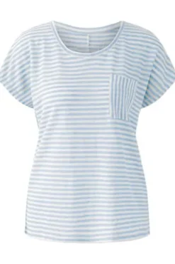 OUI Leinen-Shirt blue/white gestreift