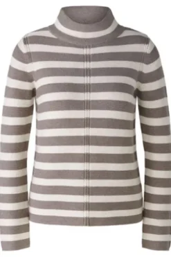 Oui Pullover reine Baumwolle brown offwhite