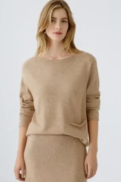 Oui Pullover Wollmischung beigemel
