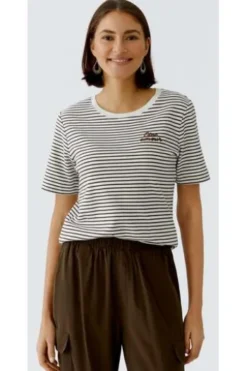 OUI Shirt brown gestreift