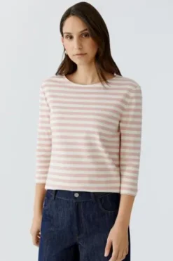OUI Shirt SOLEILA white rose gestreift 3/4-Arm