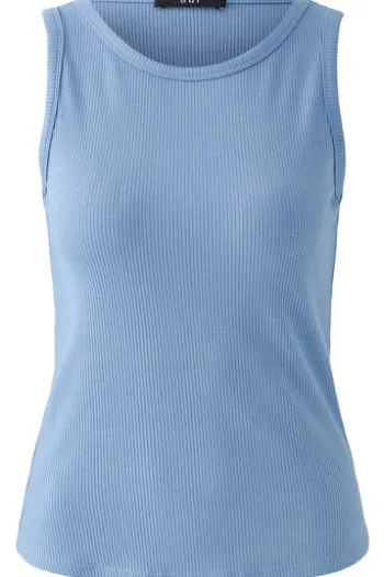 OUI Top blau in Ripp-Struktur