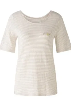 Oui T-Shirt offwhite camel