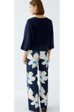 OUI Wende-Pullover darkblue gestreift 3/4-Arm