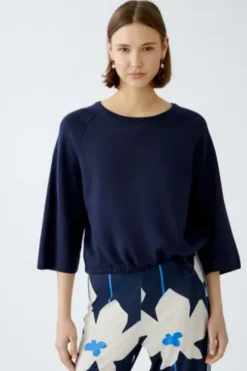 OUI Wende-Pullover darkblue gestreift 3/4-Arm
