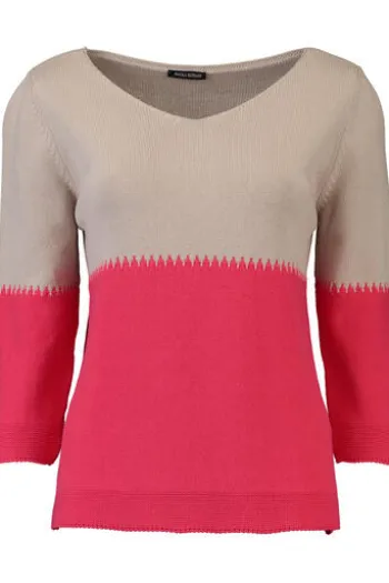 PAOLA BURANI Pullover koralle italienischer Feinstrick mit 3/4 Arm