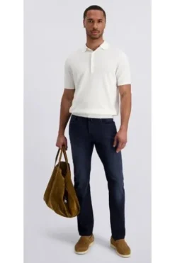 PIERRE CARDIN Five-Pocket-Hose PC Lyon blue/black used buffies Tapered Fit