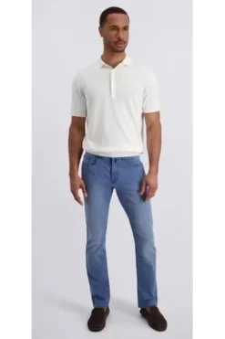 PIERRE CARDIN Five-Pocket-Hose PC Lyon light blue used Tapered Fit