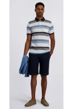 PIERRE CARDIN Polo-Shirt blue haeven gestreift