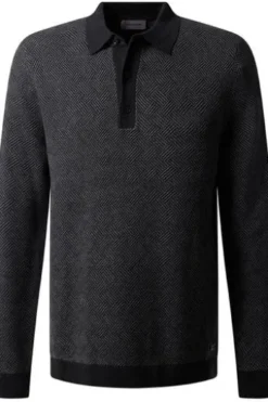 PIERRE CARDIN Strick-Polo-Pullover anthra gemustert